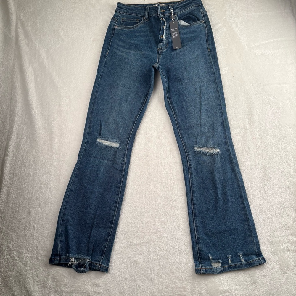 Tractr Distressed Blue Flare Jeans